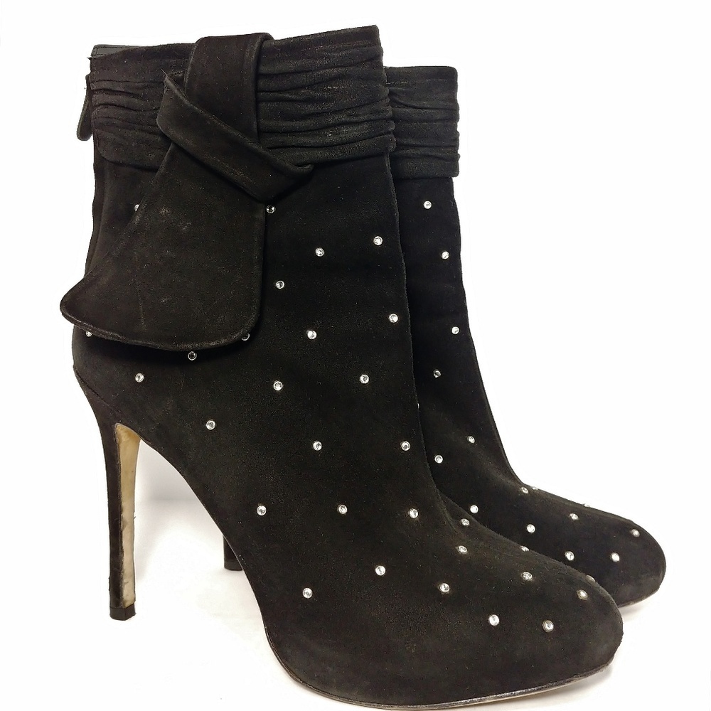 Ann Taylor Rhinestone Suede Stiletto Bootie Sz 11M